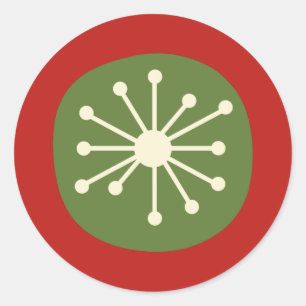Mid Century Modern Atomic Dot Süß Retro Weihnachte Runder Aufkleber