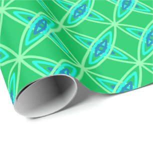 Mid Century Modern Atomic Druck - Jade Grün Geschenkpapier