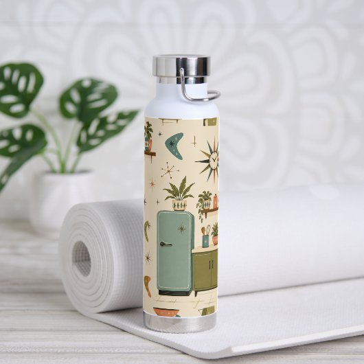Mid Century Modern Atomic Retro-Küche Trinkflasche (Yoga (gedreht))