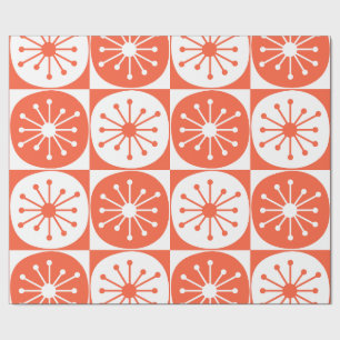 Mid Century Modern Atomic Retro Orange Kariert Geschenkpapier