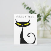 Mid Century Modern Atomic Schwarze Katze Danke Postkarte (Stehend Vorderseite)