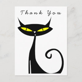 Mid Century Modern Atomic Schwarze Katze Danke Postkarte