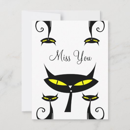 Mid Century Modern Atomic Schwarze Katze Vermisse  (Vorderseite)