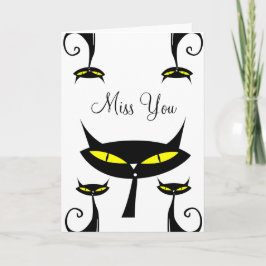 Mid Century Modern Atomic Schwarze Katze Vermisse  Karte
