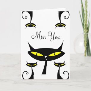 Mid Century Modern Atomic Schwarze Katze Vermisse Karte