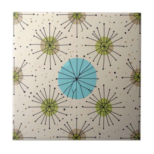 Mid Century Modern Atomic Starburst Pattern Fliese (Vorderseite)