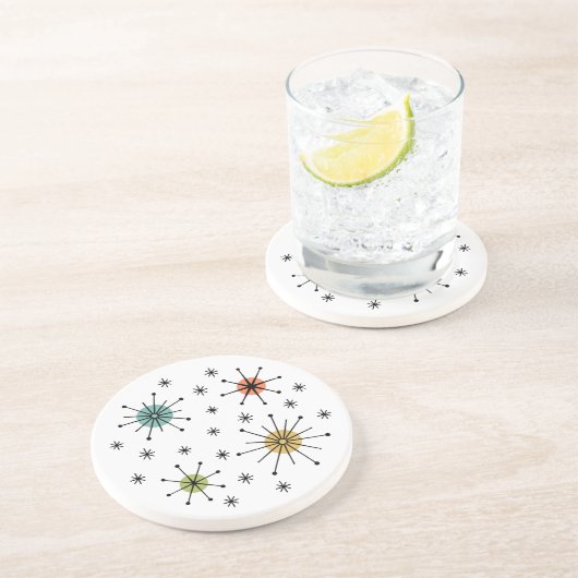 Mid Century Modern Atomic Starburst Pattern Getränkeuntersetzer (Seite)