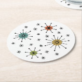 Mid Century Modern Atomic Starburst Pattern Runder Pappuntersetzer (Angewinkelt)