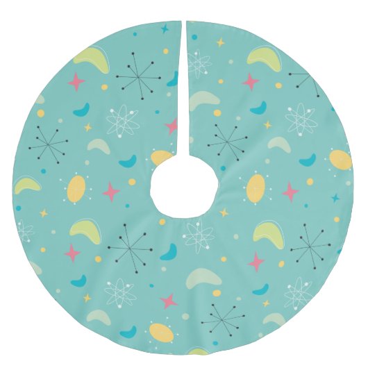 Mid Century Modern Atomic Starburst Polyester Weihnachtsbaumdecke (Vorderseite)