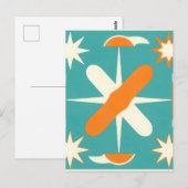 Mid Century Modern Atomic Starburst Postkarte (Vorne/Hinten)