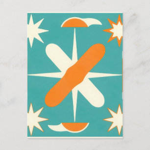 Mid Century Modern Atomic Starburst Postkarte