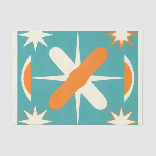 Mid Century Modern Atomic Starburst Seidenpapier (Vorderseite)