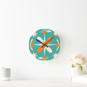 Mid Century Modern Atomic Sternenexplosion Runde Wanduhr (Zuhause)
