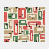 Mid Century Modern Atomic Weihnachten Fleecedecke (Vorderseite (Horizontal))