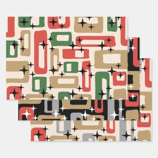Mid Century Modern Atomic Weihnachten Geschenkpapier Set (Set)