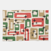 Mid Century Modern Atomic Weihnachten Geschirrtuch (Horizontal)