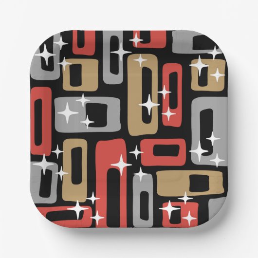 Mid Century Modern Atomic Weihnachten Pappteller (Vorderseite)