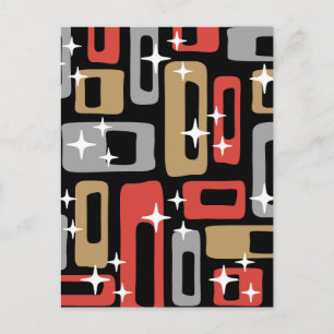Mid Century Modern Atomic Weihnachten Postkarte