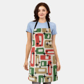 Mid Century Modern Atomic Weihnachten Schürze (Getragen)