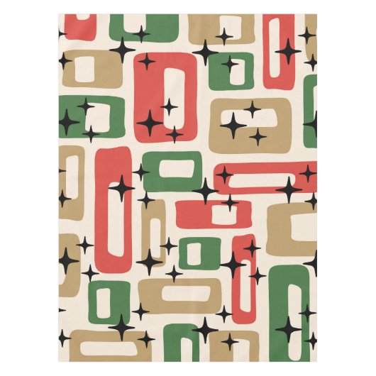 Mid Century Modern Atomic Weihnachten Tischdecke (Vorderseite)