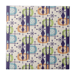 Mid-Century-Modern-Atomzeitalter-Abstraktes Muster Fliese