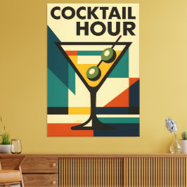 Mid Century Modern Bauhaus Cocktail Hour Martini Leinwanddruck