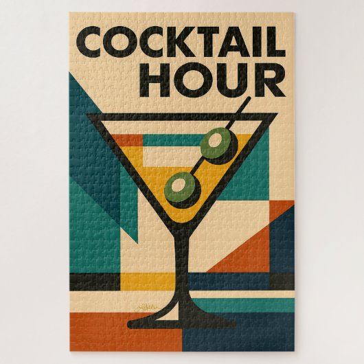 Mid Century Modern Bauhaus Cocktail Hour Martini Puzzle (Vertikal)