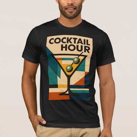 Mid Century Modern Bauhaus Cocktail Hour Martini T-Shirt (Vorderseite)