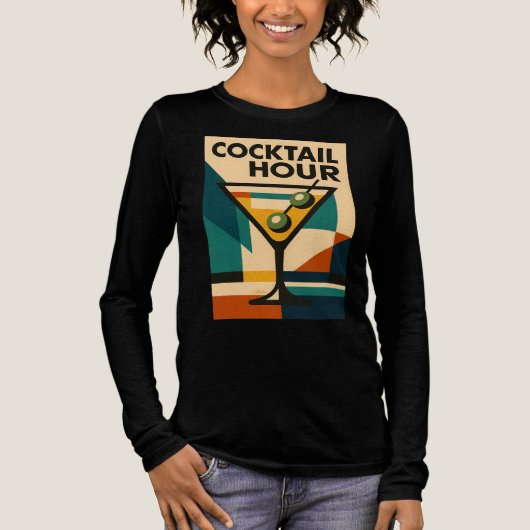 Mid Century Modern Bauhaus Cocktail Hour Martini Tri-Blend Shirt (Vorderseite)