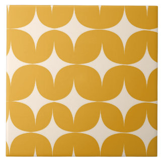 Mid Century Modern Beige Sternenexplosionen auf Or Fliese
