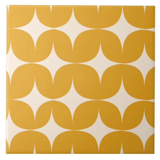 Mid Century Modern Beige Sternenexplosionen auf Or Fliese (Vorderseite)
