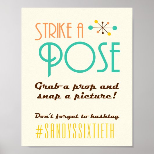 Mid Century Modern Birthday Theme Foto Booth Sign Poster (Vorne)