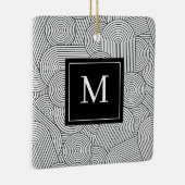 Mid Century Modern Black White Monogrammed Initial Keramikornament (Rechts)