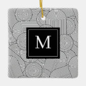 Mid Century Modern Black White Monogrammed Initial Keramikornament (Vorderseite)