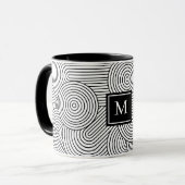 Mid Century Modern Black White Monogrammed Initial Tasse (Vorderseite Links)