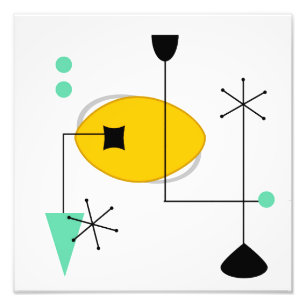 mid century modern blau gelber Druck