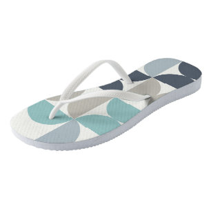 Mid-Century Modern Blau Grün und Grau Badesandalen