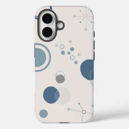 'Mid-Century Modern Blue Circles' iPhone 16 Tough Hülle