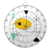 MID CENTURY MODERN BLUE YELLOW DARTSCHEIBE (vorne)