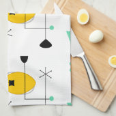 MID CENTURY MODERN BLUE YELLOW HANDTUCH (Viertel Falte)