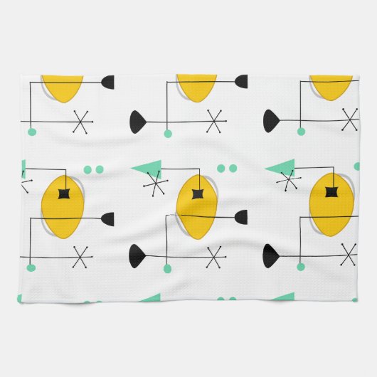 MID CENTURY MODERN BLUE YELLOW HANDTUCH (Horizontal)