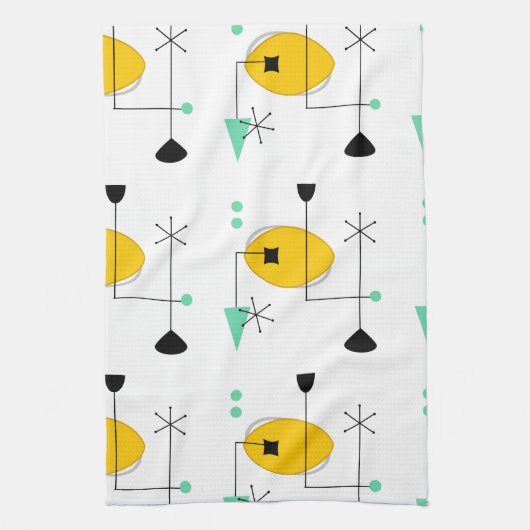 MID CENTURY MODERN BLUE YELLOW HANDTUCH (Vertikal)