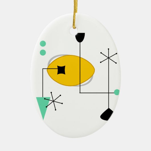 MID CENTURY MODERN BLUE YELLOW KERAMIKORNAMENT (Vorne)