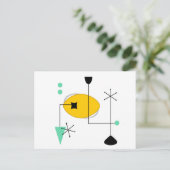 MID CENTURY MODERN BLUE YELLOW POSTKARTE (Stehend Vorderseite)