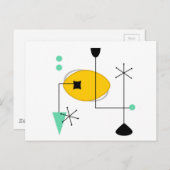 MID CENTURY MODERN BLUE YELLOW POSTKARTE (Vorne/Hinten)