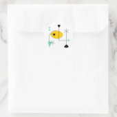 MID CENTURY MODERN BLUE YELLOW RUNDER AUFKLEBER (Tasche)