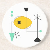 MID CENTURY MODERN BLUE YELLOW SANDSTEIN UNTERSETZER (Vorne)