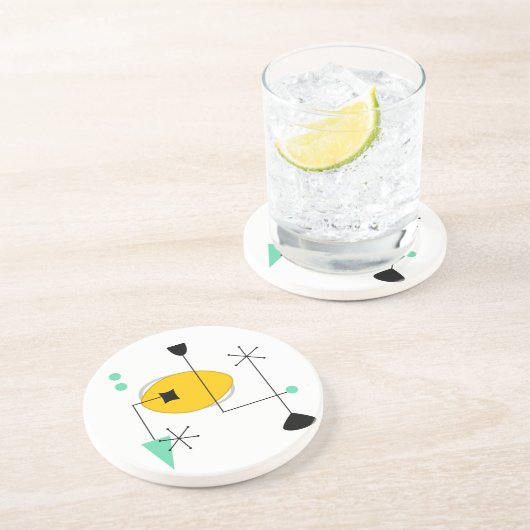 MID CENTURY MODERN BLUE YELLOW SANDSTEIN UNTERSETZER (Seite)