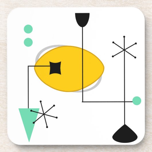 MID CENTURY MODERN BLUE YELLOW UNTERSETZER (Vorderseite)