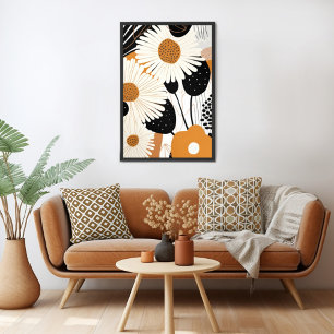 Mid Century Modern Blumen Poster